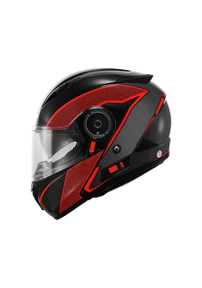 Motoanl Güneş Vizörlü Ce Motor Breaker Çene Açılır Kask Siyah Kırmızı