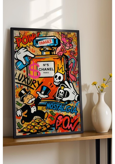 Chanel No. 5 Parfüm Şişesi Çerçeveli Tablo Yeni Ev Hediyesi Street Art