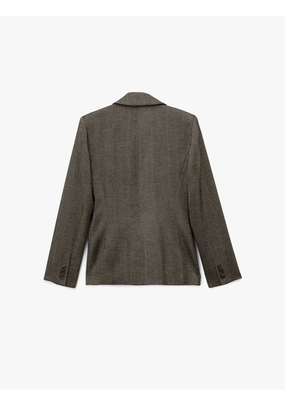 Koton Düğmeli Uzun Kollu Slim Fit Blazer Ceket Kahverengi Desenli 7wak50007ew