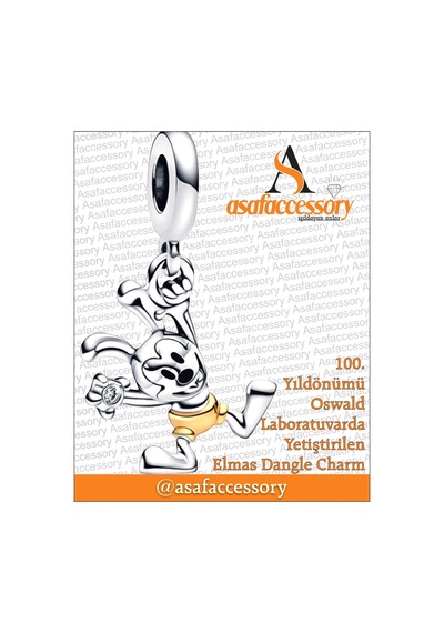 Mickey Mouse Oswald Charm Gümüş Kaplama Asafaccessory