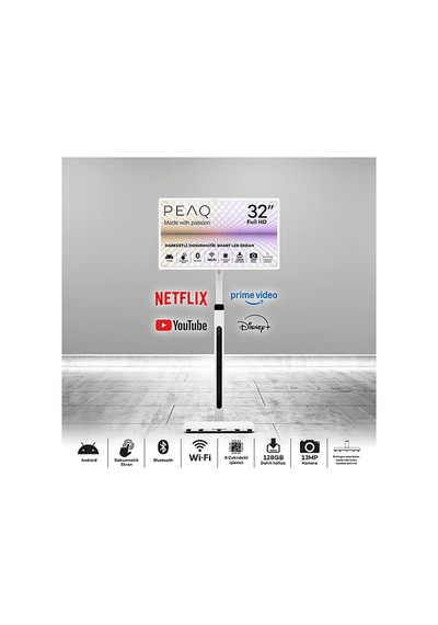 Peaq T9000 Android Wi-fi Bluetooth 13mp Kameralı Taşınabilir Dokunmatik Full Hd Led Ekran 32"