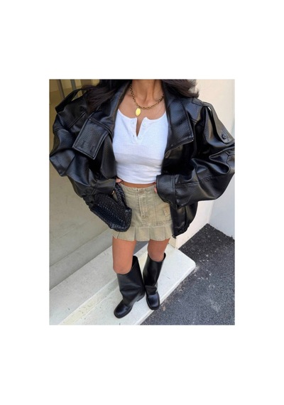 Laleli Butik Viral Oversize Kadın Deri Ceket Yüksek Yaka Siyah Urban Style Kadın Deri Ceket Siyah&blackest Siyah&Blackest Laleli Butik Viral Oversize Kadın Deri Ceket Yüksek Yaka Siyah Urban Style Kadın Deri Ceket Siyah&blackest Siyah&Blackest