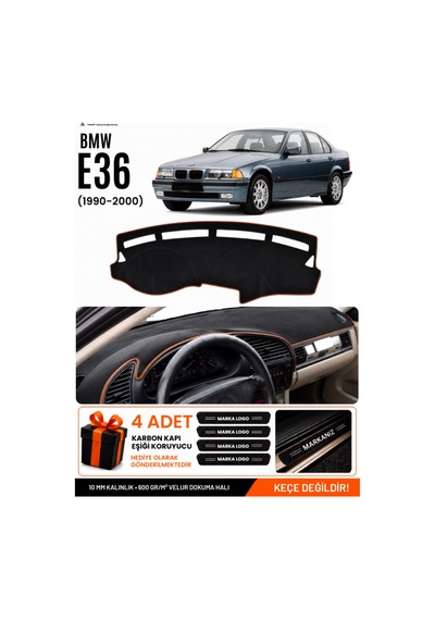 Bmw E36 1990-2000 Uyumlu Torpido Koruma, Torpido Örtüsü, Torpido Kılıfı - Siyah-kahverengi - Bm001