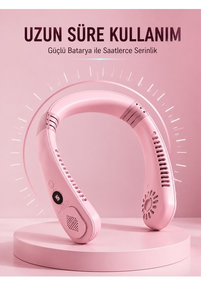 Pembe Boyun Fanı Sessiz Çalışan Usb Şarjlı Taşınabilir Kişisel Serinletici - Lisinya