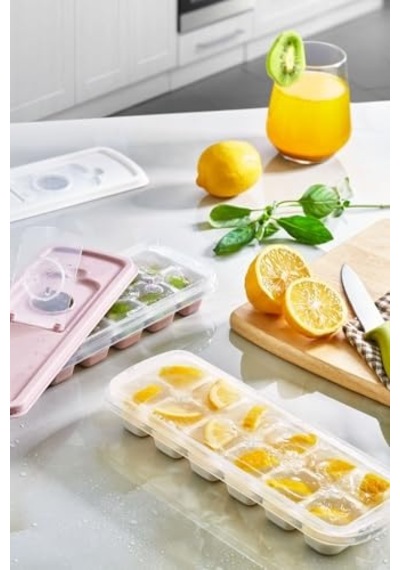 Silikon Buz Kalıbı Pembe 4 Bölmeli Kapaklı 15.2 X 15.4 Cm Diğer