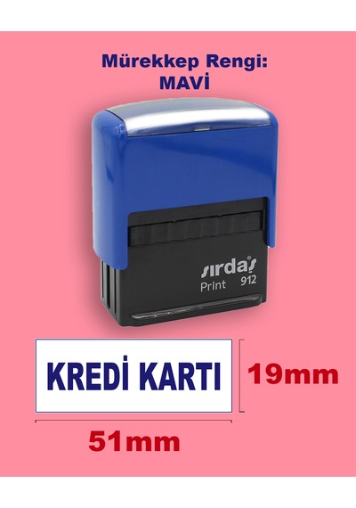 Kredi Kartı Kaşesi, 912 51mm 19mm Otomatik Kaşe Mavi