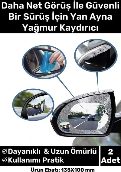 Özel Üretim Yağmur Kaydırıcı Film Araba Dış Yan Dikiz Aynası Filmi Buğu Önleyici Su Tutmaz 2 Adet