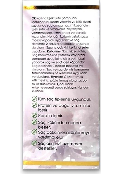 Kallina Eşek Sütü Şampuanı Şampuanı 400 ML x 2