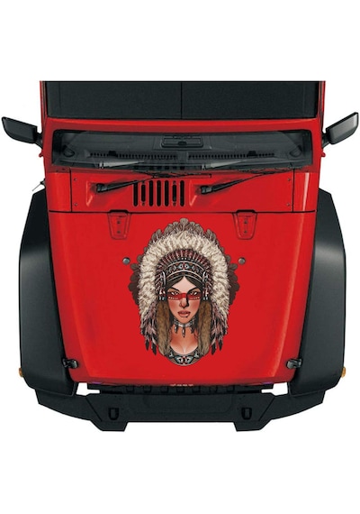 Kızılderili Kız Sticker - Araba Oto Motosiklet Karavan Sticker - 00031 30x23 Cm