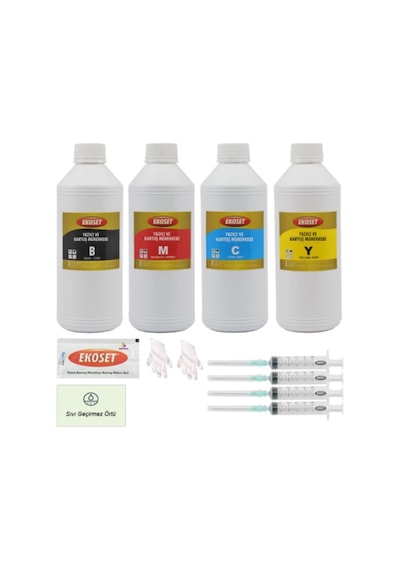 Ekoset Epson Ecotank L3160 Uyumlu Mürekkep 4 Renk 4X1 L