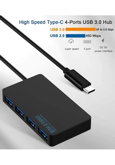 Usb Type C Hub 4 Port 3.0 Usb Çoklayıcı Type-C Usb 3.0 Çoklayıcı