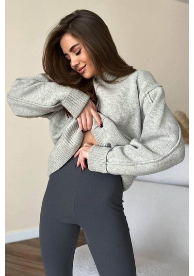 Madmext Füme Yüksek Bel Kadın Fitilli Tayt Mg1625 Füme