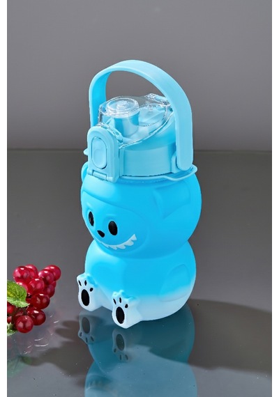 Labubu Suluk - 1000 Ml Taşınabilir Kulplu, Pipetli, Bpa Sız, Kilitli Ve Sızdırmaz Kapak - Mavi MAvi