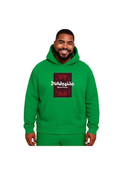 Benroma Kilim Desen Baskılı Büyük Beden Unisex Sweatshırt Yeşil