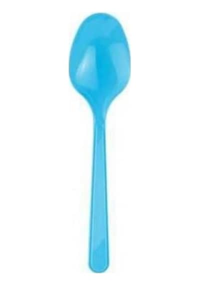 Plastik Turkuaz Renk Kaşık - Parti Davet Piknik Çorba Yemek Kaşığı - 18 Cm. - 25 Adetlik 10 Paket