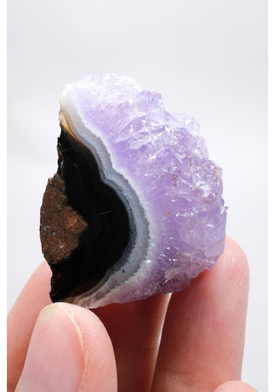 Ametist Agat Serbest Form, Lavanta Drus Kristal Taç, Jet Siyah & Beyaz Kale Bandı, 20g