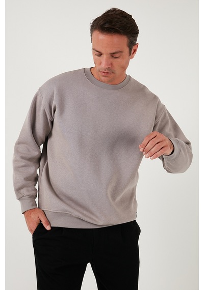 Buratti  Regular Fit Bisiklet Yaka Pamuklu Içi Tüylü Yumuşak Şardonlu Erkek Sweat 5905255 Kül