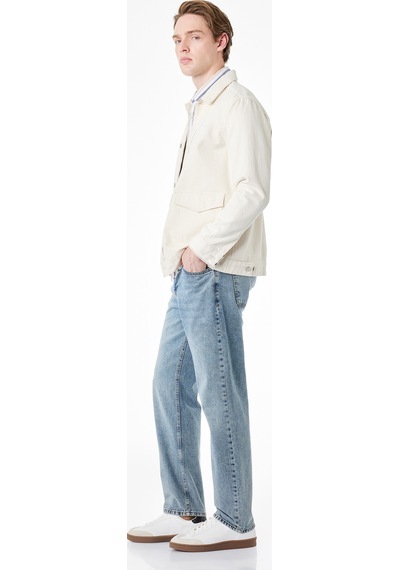 Koton Pamuklu Normal Bel Vintage Straight Jean Pantolon Petrol 6sam40263nd