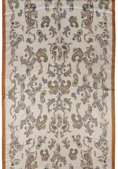 Mim Eşarp Enba Etnik Desenli Soft Pamuklu Şal 75x190 Cm Gold - Krem