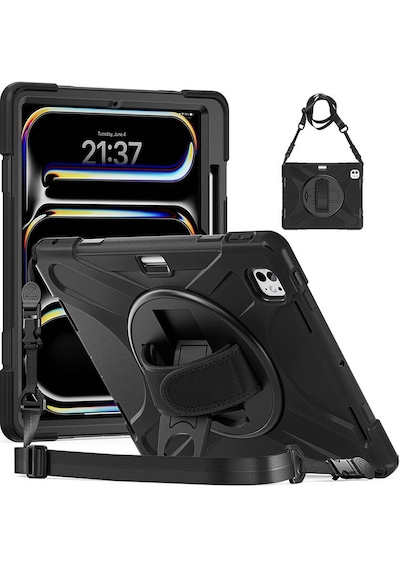 Apple Uyumlu iPad  Pro 13 2024 Zore Defender Tablet Silikon Siyah