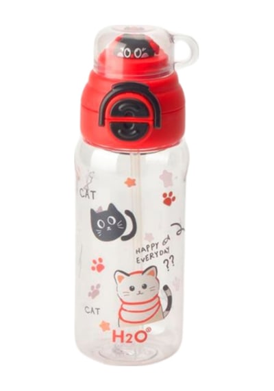H2o Sevimli Desenli Polikarbon Matara 650 Ml Kırmızı
