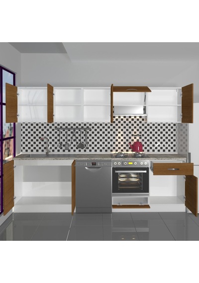 Decoraktiv Elite 280 Ankastre Fırın Modüllü Mdf Hazır Mutfak Dolabı - Tezgah Dahil - Naturel Ceviz Decoraktiv Elite 280 Ankastre Fırın Modüllü Mdf Hazır Mutfak Dolabı - Tezgah Dahil - Naturel Ceviz