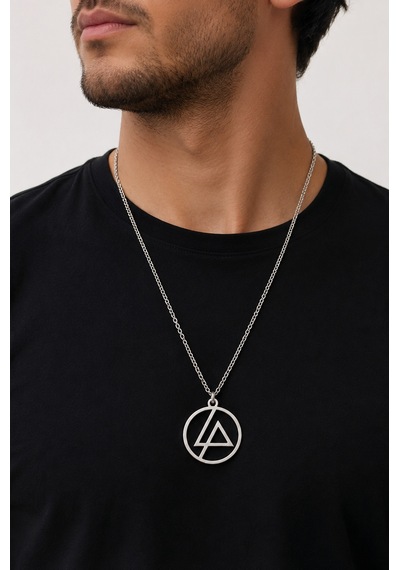 Linkin Park Logo Tasarımlı Gümüş Renk Rock Müzik Kolyesi Hediye Çok renkli