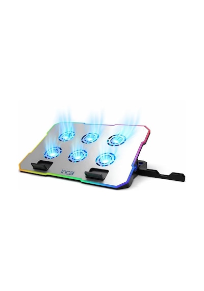 Inc-618gms 6 Fanlı Rgb Laptop Soğutucu Stand 9-17 2400 Rpm 10 Led Mod 5 Kademe Yükseklik Aya