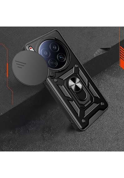 Tecno Camon 40 Premier 5g Kılıf Magnetik Standlı Kamera Korumalı Zore Sürgülü Vega Kapak Siyah
