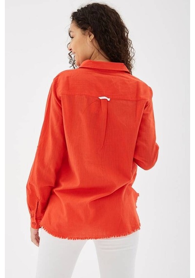 Fashion Friends Etek Ucu Püsküllü Kadın Gömlek 25y0390k1 Kırmızı