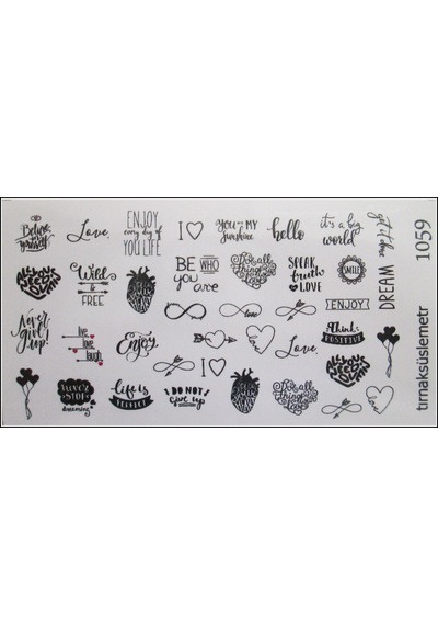 Aşk Yazı Tırnak Sticker Tırnak Dövme Nail Art 1059