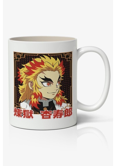 İblis Keser Kyojuro Rengoku Anime Beyaz Kupa Bardak Beyaz