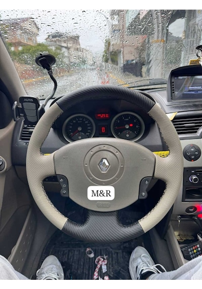 Megane 2  Kaplama Deri Direksiyon Kılıfı Siyah