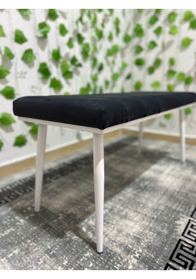Özcan Metal Beyaz Metal Ayaklı Metal Kasalı Bench Mutfak Salon Antre Yatak Odası Balkon Puf Bank Lacivert