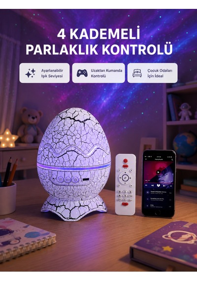 Galaksi Efektli Dinozor Yumurta Projektör Yüksek Çözünürlüklü - Lisinya Mor