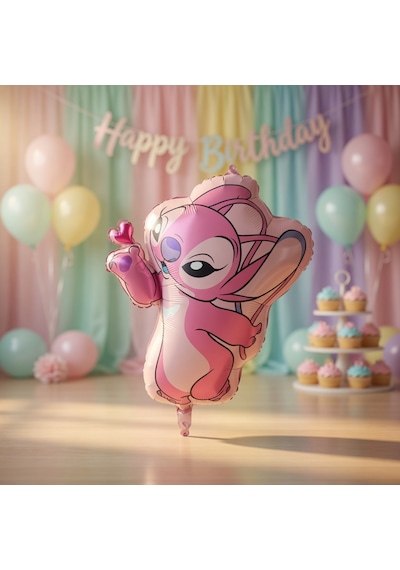 Stitch Angel Folyo Balon 70x110 Cm Parti Doğum Günü Dekorasyon Balonu Büyük Boy Çok Renkli