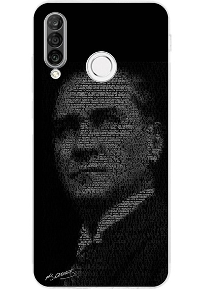 Huawei P30 Lite Uyumlu Gençliğe Hitabe Yazılı Atatürk Silüeti Baskılı Silikon Kılıf Renkli