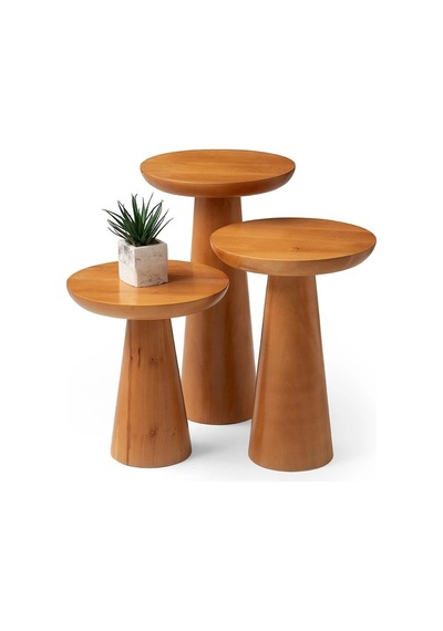 Mushroom 3'lü Zigon Sehpa Naturel
