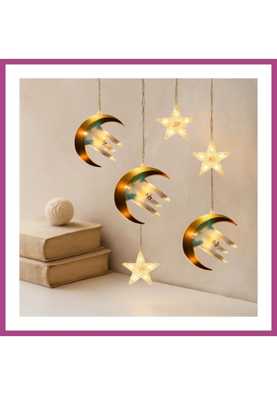 Gees Global Ramazan Led Perde Lamba 3m Fişli Eklemeli Hilal Cami Yıldız Gbzs