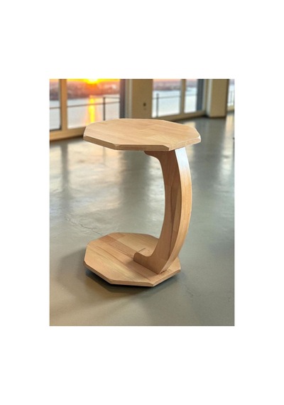 Ant Home Sehpa Doğal Ahşap Tekerlekli C Sehpa 38x38x55