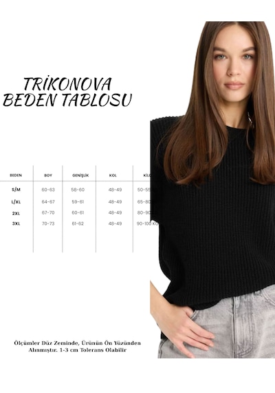 Trikonova Oversize Triko Kazak Siyah
