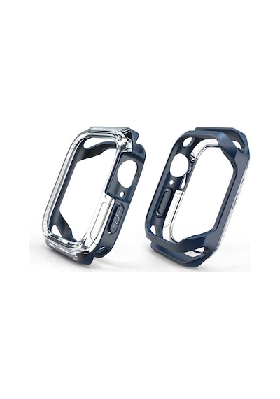 Ekılıf - Apple Uyumlu  Watch 7 41mm - Kasa Ve Ekran Koruyucu Sert Pc + Silikon Koruyucu Watch  Gard 08 - Mavi