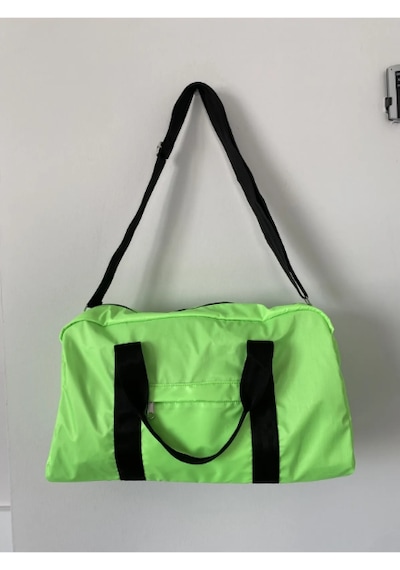 İcone Bag Kadın & Erkek Spor Çantası, Paraşüt Kumaş Önü Cepli Unisex Spor Fitness Gym Çantası Neon Yeşil