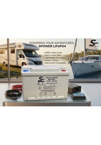 Spower 12v 105ah 12.8v Lityum Lifepo4 Akü Bluetooth