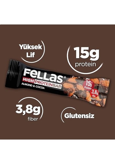 Yüksek Protein Bar, Bademli Ve Kakaolu, 45gr X 12 Adet