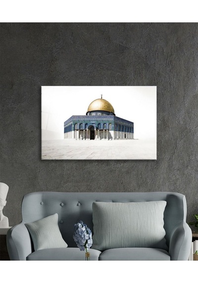 Kudüs Kubbetüs Sahra Dini Islami Cam Tablo Ev Ve Ofis Duvar Dekoru Hediyelik Büyük Tablo Cam