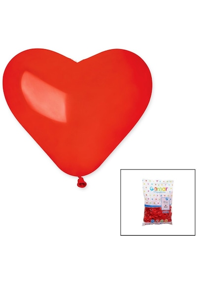 Kırmızı Kalp Balon 10 İnç - 25cm - 100pcs Çok Renkli
