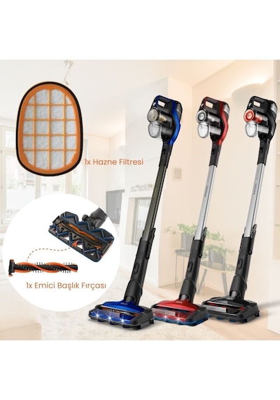 Philips Xc 7040, 7043, 8043 Speedpro Max Şarjlı Dikey Süpürge İle Uyumlu Emici Başlık Fırçası Ve Filtre Seti
