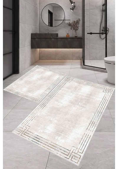 Eliana Home Dijital Baskı 2'li Banyo Paspas Takımı Lna5-0442 100x60 Ve 60x50 Cm Krem