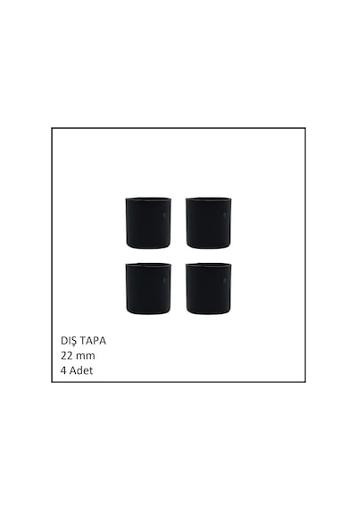 Plastik Dış Tapa, Profil Tapası, Yuvarlak, Siyah, 22 Mm 4 Adet Siyah